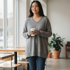 14th & Union Sweater Womens 3XL Gray Cotton Cashmere Blend Pullover